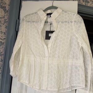 ASOS White Eyelet Button-Up Blouse